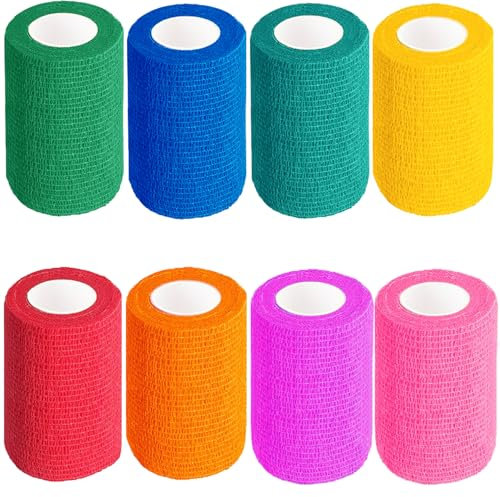 BILGETA Selbstklebender Verband, 8 Rollen x 7,5cm x 4,5m Pflaster Rolle Verbandsmaterial, Elastische Binde Bandage Fixierbinde Haftbandage Selbstklebend