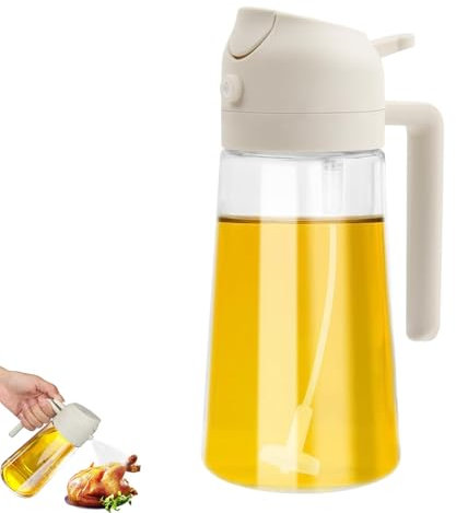 CJAPGJW Spruzzino Olio Per Friggitrice Aria, 1 Pezzo 2-In-1spruzzino Olio, Squisita E Durevole Spruzzatore Olio, Adatto Per Famiglie, Ristoranti, Cottura, Grigliate E Insalate (Bianco)