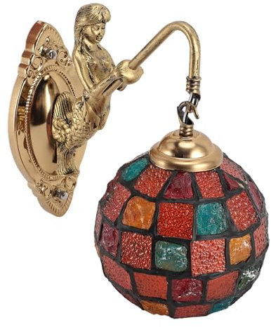 Pssopp Türkische Wandleuchte, Marokkanische Mosaik-Wandleuchte, Lampe, Wandleuchter, Beleuchtungskörper für Wohnzimmer, Schlafzimmer, Büro, Weiß, 31 cm x 21 cm x 21 cm