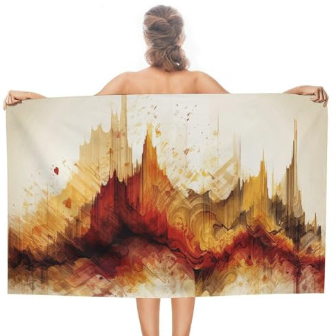 JEKYQ Strandtücher, schnell trocknende Decke, grau und bernsteinfarben, leichte Reisehandtücher für Sport, saugfähig, Stranddecke für Fitnessstudio, Schwimmen, Camping, 137,2 x 78,7 cm