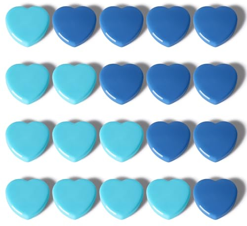 PYJLBX Calamite Frigorifero, 20 Pezzi Magneti Calamite Potenti Piccole a Cuore Blu, Mini Calamita Potente Calamite per Lavagna Magnetica, Magneti Frigo Magnete per Frigo, Ufficio, Scuola, Casa, Note