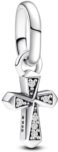 J.Fée Charms Anhänger für Damen, Anhänger für Armbänder in 925 Sterling Silber, Zirkon Kreuz Kettenanhänger Silber, Stilvoll Schmuck Damen Geschenke für Frauen, 1 Pcs