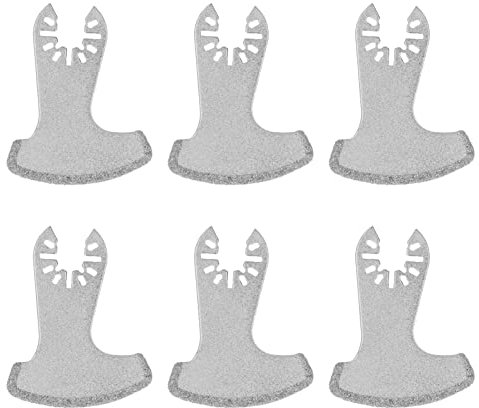 6Pcs Oscillating Saw Blades Sickle Shape Universal Carbide Multitool Blades Tool for Tile Masonry Removal, Cutting and Grinding Objects Such As Concrete, Grout, Tiles