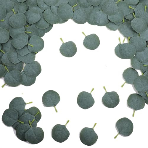 CIATBYYJ 300 Stück Blatt Eukalyptus Deko,Hochzeit Eukalyptusblätter Tischdeko,Deutlich Künstliche Eukalyptusblätter,Wiederverwendbar Eukalyptus Pflanze für Hochzeit Dekoration Baby Shower DIY (Green)