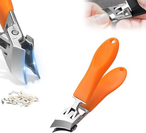 Lavito Nagelknipser, Lavito Schräger Nagelknipser,Schräger Nagelknipser mit breiter Schneide spritzwassergeschützt für eingewachsene Nägel und dicke Zehennägel (Orange)