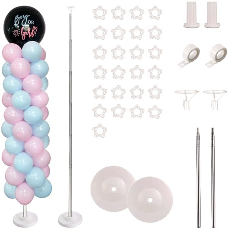 Adjustable Balloon Stand Set 2pcs, 2 Meter Telescopic Metal Stand