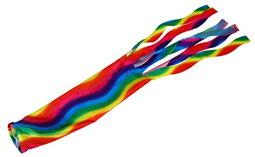 Milisten Regenbogen mit Feuchtigkeitsbeständigkeit Windsack aus Satin und Recycelbarem Material Dekorative Hängeflagge Gartendeko für Innen und Außendekoration