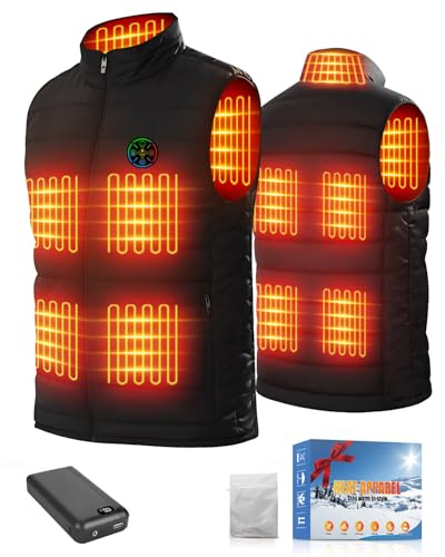 Pangbaylov 2025 Heated Gilet for Men Women with 20000 mAH Power Bank,5V/7.4V Heated Gilet with 9 areas 3 Levels,Adjustable Waist Heated Vest Fits All Body Types,Winter Gift for Christmas Parents (L)