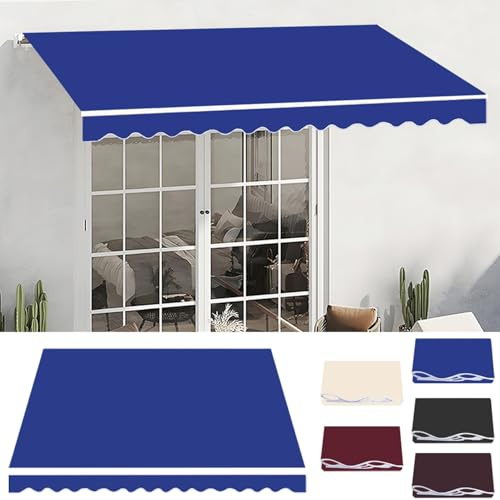 Tela de poliéster para toldo de sujeción al aire libre, balcón, cubierta de repuesto para jardín, lona azul oscuro, 2,5 x 2,0 m, material impermeable resistente a los rayos UV