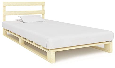 Qnhdfrt Palettenbett aus Massivholz Kiefer 100x200 cm Klassischer Bettrahmen mit Zeitlosem Design Robust und Langlebig für Schlafzimmer