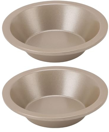 Glomora Molde de moño de hamburguesa 2pcs, acero al carbono anti -stick tamaño estándar multifuncional pastel redondo pan molde para hornear oro