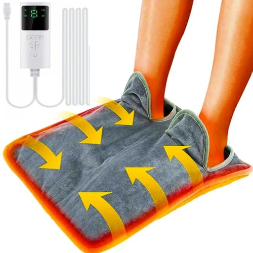 Calentador de Pies, 9 Niveles de Temperatura, 4 Temporizadores Lcd, Calientapiés de Calentamiento Rápid, Capa Lavable a Máquina, Calienta Pies Electrico para Pies, Espalda y Todo El Cuerpo