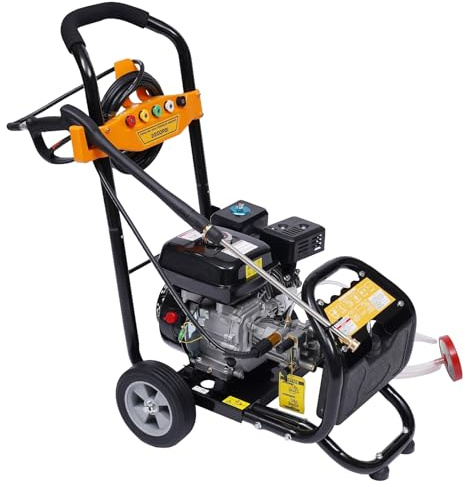 Owneed Limpiador de alta presión de gasolina de 7,5 CV, limpiador de gasolina de 180 bares, manguera de 8 m, limpiador de alta presión para coche, valla, casa, terraza