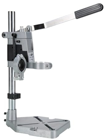 Opatiny Support réglable en aluminium pour perceuse électrique de 38 à 42 mm, presse de perceuse d'établi de précision avec base large et fentes d'étau, gris
