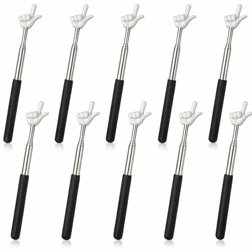 Zeigestab Ausziehbar 10 Stück Set Teleskop Lehrer Zeiger mit Lustigem Doppel-Finger Design Ausziehbarer Zeigestock für Klassenzimmer Präsentation Handzeiger Schwarz Weiß Stab Zeigestab Finger