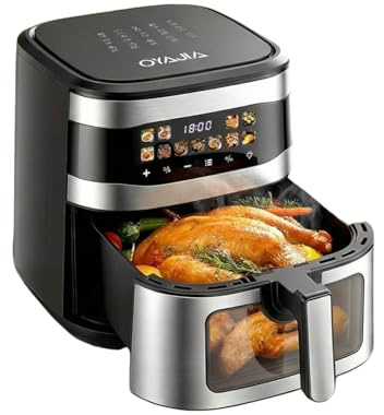 Oyajia Airfryer Friggitrice ad aria calda, 10 litri XXL Air Fryer, Friggitrice ad aria calda 11in1, Display LED con comando touch sensore, preparazione senza grassi, finestra di visualizzazione, incl