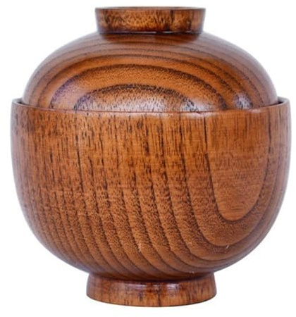 FELTECHELECTR Cuenco de Madera de Azufaifo con Tapa, Tazón Japonés Pequeño para Sopa y Arroz, Recipiente Práctico para Servir Alimentos, Adecuado para Cocina y Comedor en Casa o Restaurante