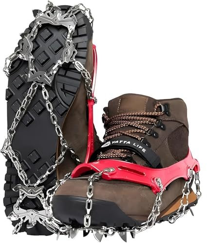Yatta Life Robuste Schneeketten für Schuhe, Spikes mit 14-Zähnen, sicherer Halt bei Schnee und Eis, Schuhspikes, Steigeisen zum Spazieren, Joggen oder Wandern (KLEIN)