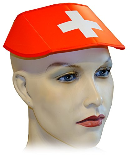 Kaltner Präsente Geschenkidee - 10 Stück Schirmkappe Hut Kappe faltbar in der Landesfarbe Schweiz ideal für Outdoor Sonnenschutz