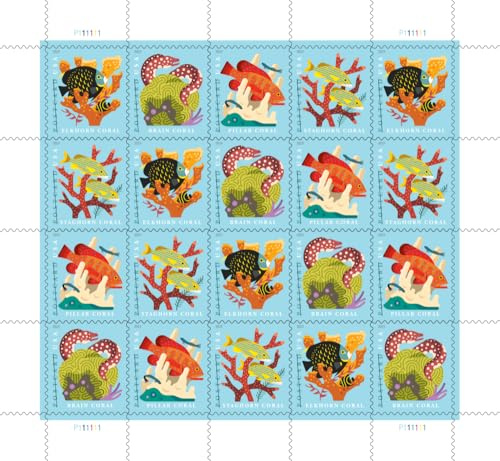 Coral Reefs Postcard Rate Sheet of 20 Stamps