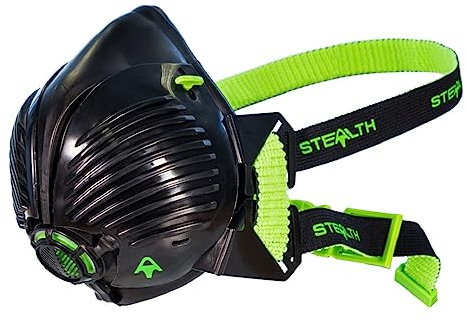 Stealth Mask P3 S/M maschera antigas con filtri HEPAC sostituibili, maschera verniciatura con filtrazione particole al 99.99%, maschera facciale P3 per edilizia e manifattura, maschera antipolvere S/M