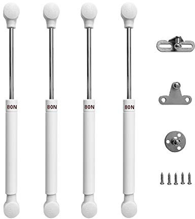 LIKERAINY Porte Armoire de Cuisine Vérin à Gaz 80N Relevable Ressorts à Gaz Rester Charnière Amortisseur Pistons Pneumatique Soutien pour Levage Portes Meuble Lot de 4