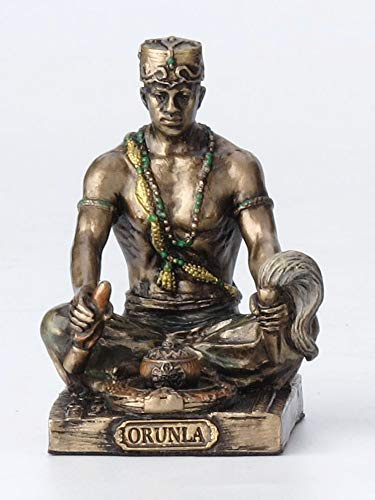Veronese Design Orunla Santeria Orisha Gott der Weisheit, Schicksal und Prophezeiung, Kunstharz, handbemalt, Antik-Bronze-Finish, Heimdekoration