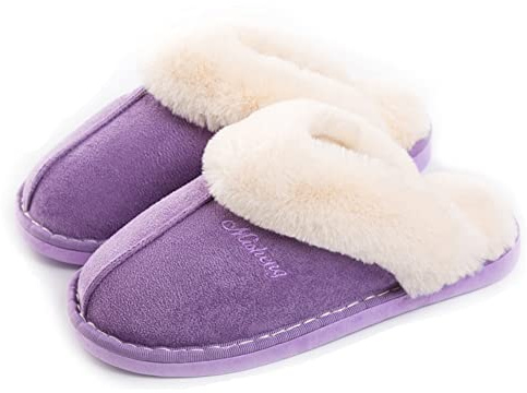 Rojeam Chaussons Chaudes Femme Homme Pantoufles avec Fourrure Confortable Mignons Hiver Intérieur Extérieur