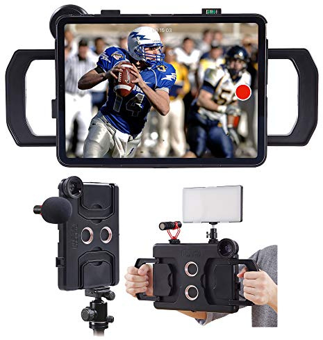 MegaMount Multimedia Rig Case Stabilizer for Apple iPad Pro 12.9 Latest 2021-22 5th Gen M1 2020 4th GEN and 2018 3rd Gen Attach Lenses Lights Mics for Video Recording. Mounts on Tripods and Monopods