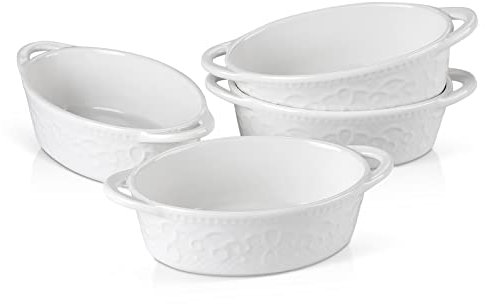 cooking teglia forno 4/8 pezzi Bianco teglia da forno Porcellana Piatti in porcellana Piatti Piatti con manico, Souffle in ceramica Brulee Pie Tapas Tapas Piedini da forno Bakeware teglie da forno per