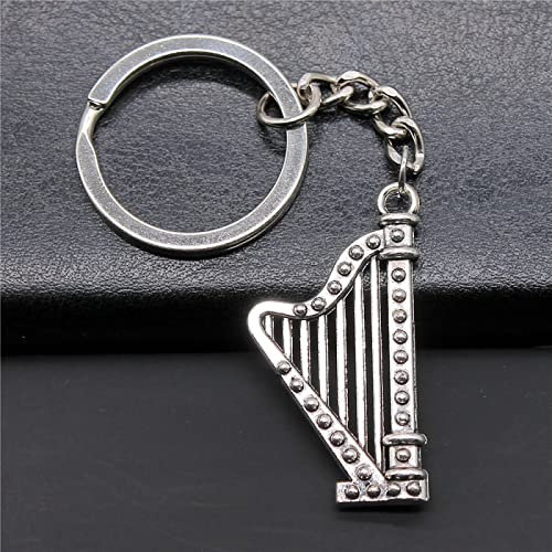 DXCO DIY Metallhalter Kette Männer Schlüsselanhänger Vintage 40x21mm Harfe Anhänger Souvenirs Geschenk