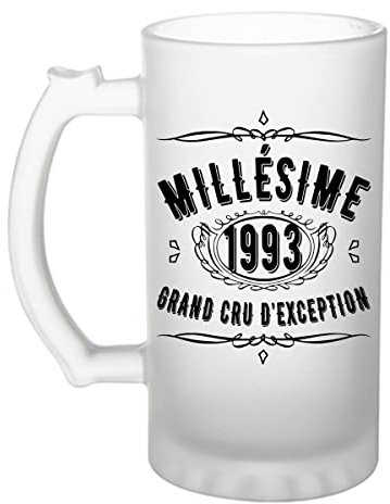 Planetee Chope de bière 1993 anniversaire 32 ans | Verre à bière Pinte idée cadeau original | Imprimé en France
