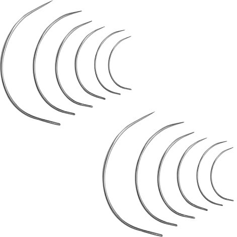 Agujas Curvadas, Agujas Curvadas para Tapizar, Agujas de Coser, 12 PCS Agujas de Coser Cuero, kit de Reparación de Agujas de Coser Curvadas, Surtido de Agujas de Coser Curvas,Aguja de Coser para Coser