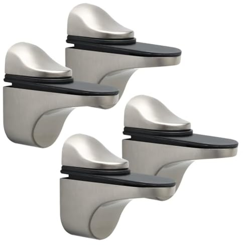 Mooche 4Pcs Adjustable Glass Shelf Brackets 5-18mm, Brushed | Glass Shelf Support Holder, Glass Clamp Wall Mount for Bathroom, Thickness Glass