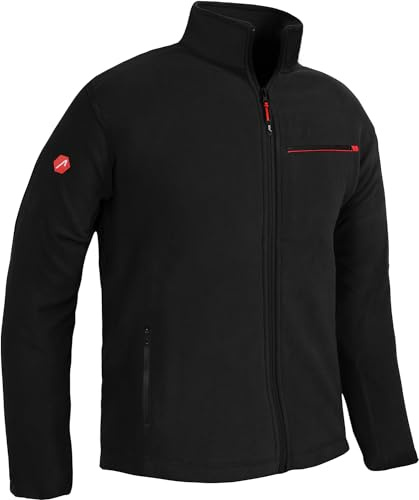 ACE Chaqueta Polar - Cálida Chaqueta Outdoor para Hombre - Chaqueta para Hombre sin Capucha - Cremallera y Tres Bolsillos - Negro - 3XL