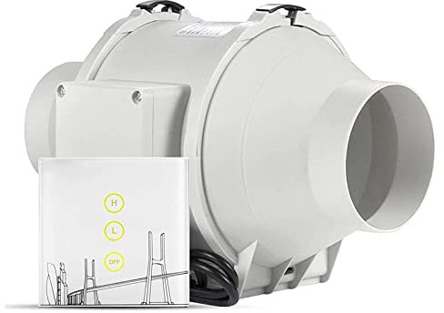 oiakus Inline Duct Fan, 4/6 Extractor Fan with Wireless Switch Exhaust Blower Vent Air Extractor, High Efficiency Duct Fan Booster for Bathroom, Office, Hotel, Hydroponic