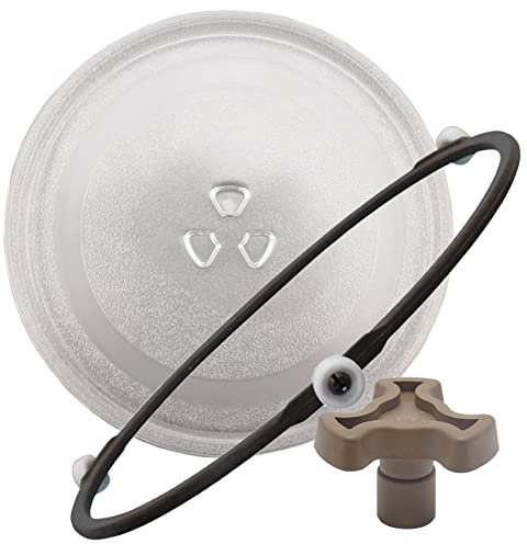 WORDFUN Drehteller Für Mikrowelle, Glasteller Ersatz Teller, Mikrowellenteller, Ersatz Glasplatte Für Mikrowellen, Glass Drehscheibe, Mit Drehtellerring Und Unterstützung, 245mm 270mm
