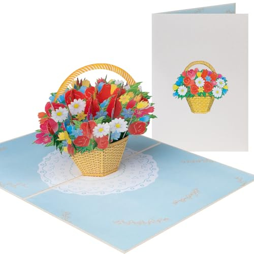 Sweetpopup® 3D Pop Up Karte Glückwunsch Geburtstag Jahrestag Genesung Danksagung | Metallic-Papier & inkl. Notizkarte | Klappkarte Blumen, 086z