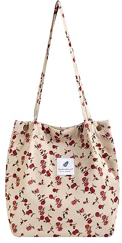 Anopo Bolsos de Pana Mujer Grande Tote Bag con Bolsillos Interiores Casual Shoppers y Bolsos de Hombro Moda Bolsa de Tela parala Vida Cotidiana Oficina Viaje de Estudios De Compras