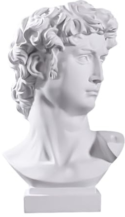 HOMSFOU David-vase Flippige Möbel Kopf Pflanzer David Gesicht Vase Trockenblumen Zur Dekoration Kosmetikpinselhalter Vase des Menschlichen Körpers Griechische Mythologie Zement Harz Weiß