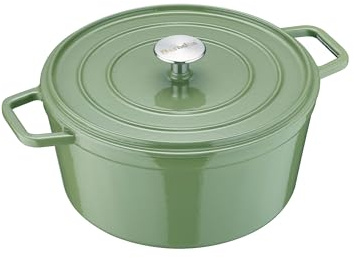 Berndes Bräter B.iron 5L mit Deckel - 26 cm - Gusseisen mit Emaillebeschichtung - Kochtopf zum Schmoren und Braten - Induktionsgeeignet - für alle Herdarten - Grün