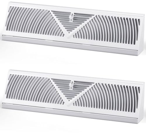 Yaocom 2 Stück Bodenleisten-Register Entlüftung 61 cm Kanalöffnung Größe Lüftungsabdeckungen für Zuhause, Bodendiffusor, Wand, Ecke, Sockelleiste, Luftabdeckungen, glatter Lufteinstellhebel, einfache
