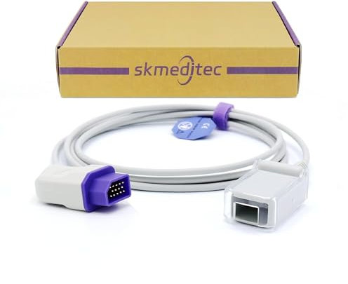 Skmeditec Cavo adattatore SpO2 da 7,2 piedi compatibile con monitor Nihon Kohden per modulo Masimo SpO2, cavo di prolunga riutilizzabile per sensore SpO2 con connettore per monitor a 14 pin