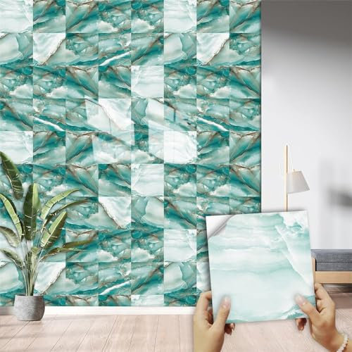 HAvern Autocollants pour carrelage de Cuisine 25 x 30 cm - Géométrie Noire et Blanche à Coller sur carrelage - Carreaux de Sol à décoller et à Coller 3D - Autocollants pour carrelage mura