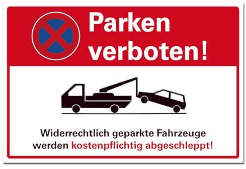 BUEWA Schilder Parken verboten Schild Parkverbot Hinweisschild, Hartschaum, 30x20 cm.