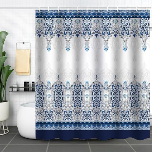FAIRYGATE Bathroom Curtain Shower Curtain Waterproof with 12 Hooks for Wet Room Long Bath Curtains for Bathtubs and Shower Stall Shower Curtains 180 x 180CM (71 x 71 Inch) B8608