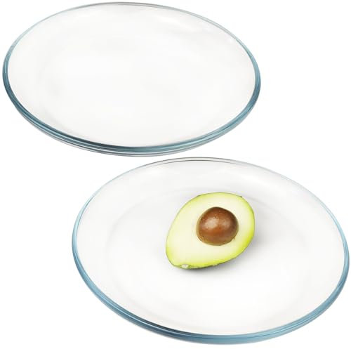 LERIYUFS Juego de platos llanos de cristal, juego de platos redondos de ensalada de cristal, juego de platos de postre pequeños (10 pulgadas)
