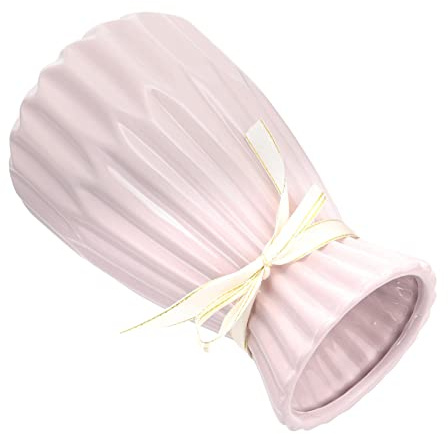RORPOIR Clay Vase Ceramic Flower Pot for Flowers and Plant Decorative Desktop Home Décor Elegant Pink Vase with Well-made Texture