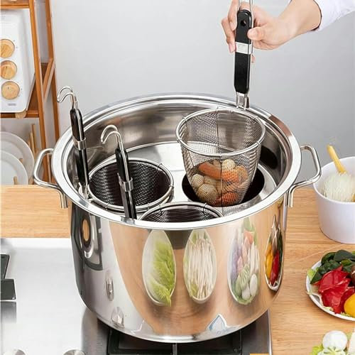BTURYT Pentola, Pentola Multifunzione Pentola per Pasta Cuocipasta in Acciaio Inossidabile, Set Cuocipasta A 3 Fori con Cestello Filtro Inserto, Pentola Multifunzione Pentola A Vapore Pen