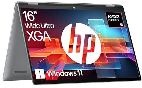 HP Envy x360 2-in1 Convertible Laptop PC | AMD Ryzen 5 8640HS | KI optimiert | 16” WUXGA Touchscreen | 16GB RAM | 512GB SSD | AMD Radeon-Grafikeinheit | Windows 11 Home | QWERTZ Copilot Key | Silber